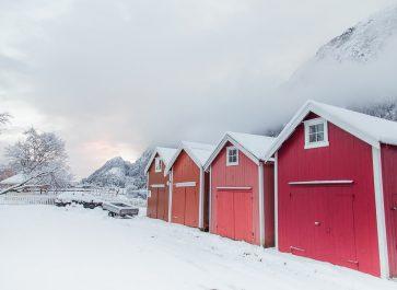 Christmas on Sjøgata Mosjøen Northern Norway winter snowy