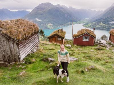 wearing my Dale of Norway sweater on a hike